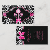 ケーキは名刺のピンクのダマスク織のシマウマをぽんと鳴らします 名刺 (正面/裏面)