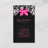 ケーキは名刺のピンクのダマスク織のシマウマをぽんと鳴らします 名刺 (裏面)