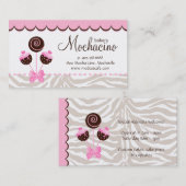 ケーキは名刺のベーカリーのピンクのブラウンのシマウマをぽんと鳴らします 名刺 (正面/裏面)