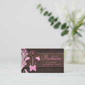 ケーキは名刺のベーカリーのピンクのブラウンのヴィンテージをぽんと鳴らします 名刺 (スタンド正面)