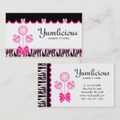 ケーキは名刺のベーカリーのレトロのピンクの黒をぽんと鳴らします 名刺 (正面/裏面)