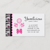 ケーキは名刺のベーカリーのレトロのピンクの黒をぽんと鳴らします 名刺 (裏面)