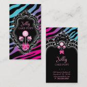 ケーキは名刺のレトロのシマウマのピンクの青をぽんと鳴らします 名刺 (正面/裏面)