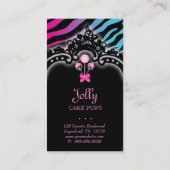 ケーキは名刺のレトロのシマウマのピンクの青をぽんと鳴らします 名刺 (裏面)