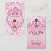 ケーキは名刺のレトロのダマスク織のピンクの白をぽんと鳴らします 名刺 (正面/裏面)
