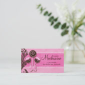 ケーキは名刺のヴィンテージのベーカリーのピンクブラウンをぽんと鳴らします 名刺 (スタンド正面)