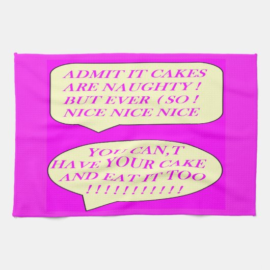 ケーキは食べ物好きのピンク色に合わせて作る キッチンタオル (横)
