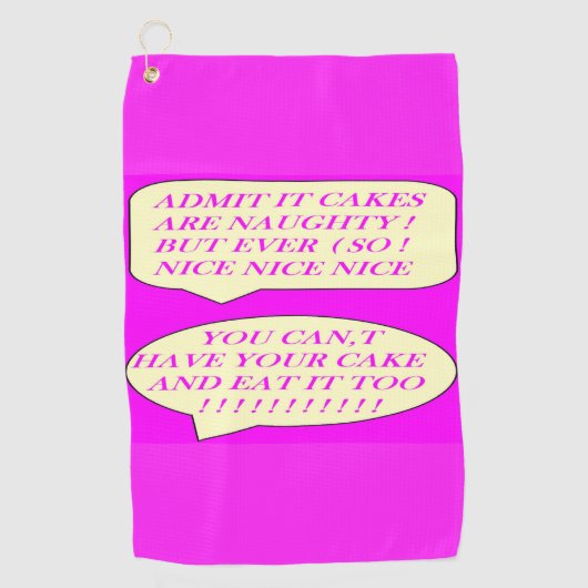 ケーキは食べ物好きのピンク色に合わせて作る ゴルフタオル (正面)