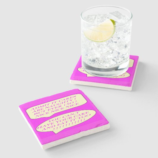 ケーキは食べ物好きのピンク色に合わせて作る ストーンコースター (横)