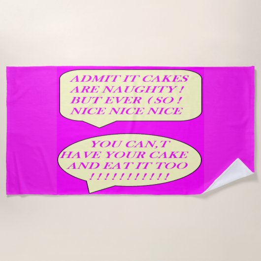 ケーキは食べ物好きのピンク色に合わせて作る ビーチタオル (正面)