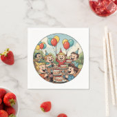 ケーキやソーダ、風船を楽しむ子供たち スタンダードカクテルナプキン (インサイチュ)