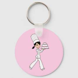 ケーキをキーチェーンに載せたベーカー少女 キーホルダー