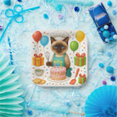 ケーキをテーマにした猫の誕生日パーティー ペーパープレート (パーティー)