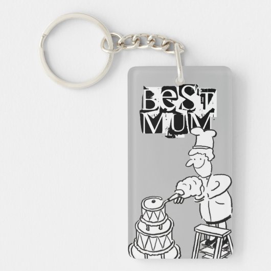 ケーキを作最高のるママのためのキーリング キーホルダー (正面)