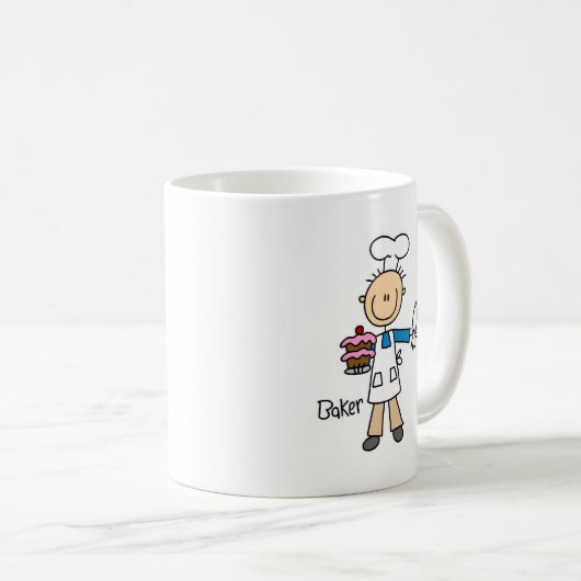 ケーキを持ったベーカー コーヒーマグカップ (正面右)