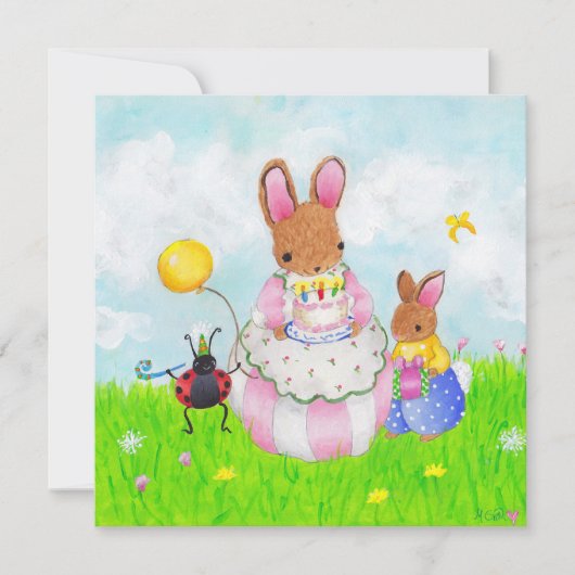 ケーキを持ったママ・バニー 招待状 (正面)