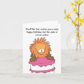 ケーキを持ったライオン カード (黄色い花)