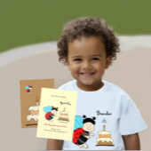 ケーキを持った小さなレディバグの少年 ベビーTシャツ