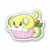 ケーキを持った犬 シール (正面)