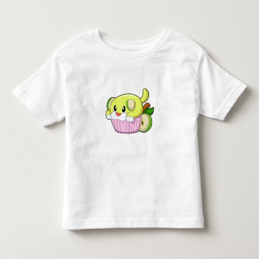 ケーキを持った犬 トドラーTシャツ (正面)