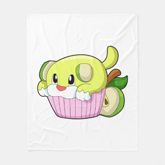 ケーキを持った犬 フリースブランケット (正面)