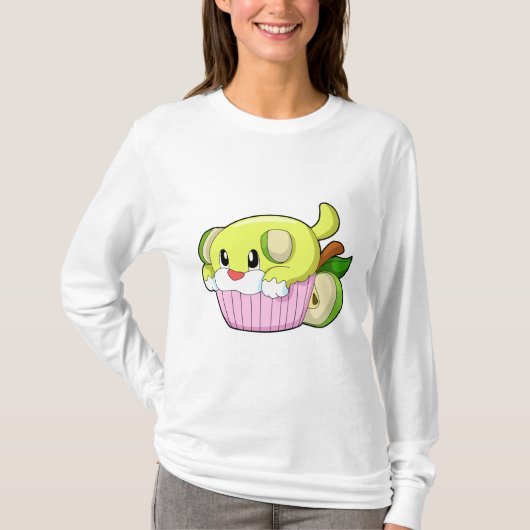 ケーキを持った犬 Tシャツ (正面)
