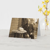 ケーキを持った男性 カード (黄色い花)