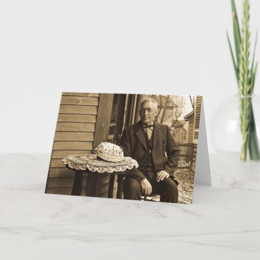 ケーキを持った男性 カード (正面)