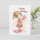 ケーキを持った誕生日の女の子 シーズンカード (スタンド正面)