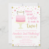 ケーキを持って二食べつの招待状 招待状 (正面)