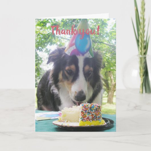 「ケーキを持って食べ物も食べたい！」 ありがとうCa サンキューカード (正面)