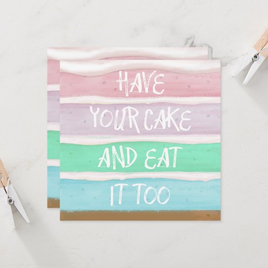 ケーキを持って カード (正面/裏面インサイチュ)