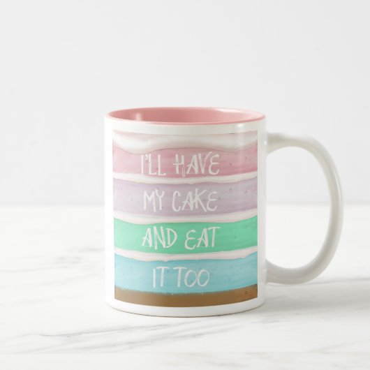 ケーキを持って ツートーンマグカップ (右)