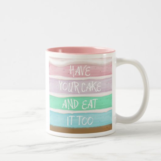 ケーキを持って ツートーンマグカップ (右)