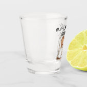 ケーキを添えた可愛い新郎新婦 ショットグラス (左)