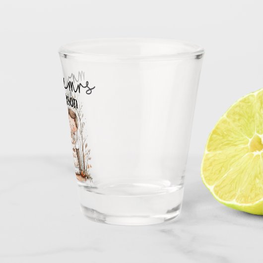 ケーキを添えた可愛い新郎新婦 ショットグラス (右)