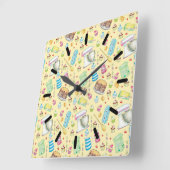 ケーキを焼くアクリルウォールクロック スクエア壁時計 (傾斜)