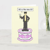 ケーキを食べて80誕生日の男を幸せに カード (正面)