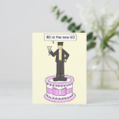 ケーキを食べて80誕生日の男を幸せに ポストカード (スタンド正面)
