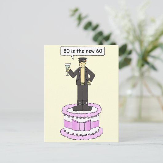 ケーキを食べて80誕生日の男を幸せに ポストカード (スタンド正面)