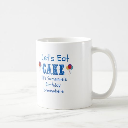 ケーキを食べ食べよう。誰かの誕生日だ。 コーヒーマグカップ (右)
