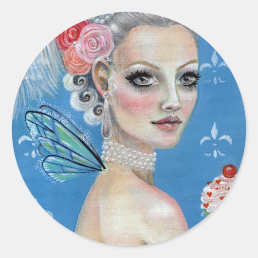 ケーキを食べ食べろ ラウンドシール (正面)