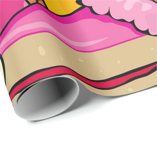ケーキアイスクリームドーナツとあらゆる種類のスウェット ラッピングペーパー (ロールコーナー)