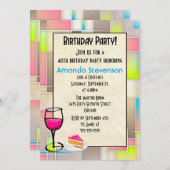 ケーキアンドカクテル幾何デザイン誕生日 招待状 (正面/裏面)