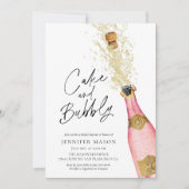 ケーキアンドバブルシャンパンブライダルシャワー 招待状 (正面)