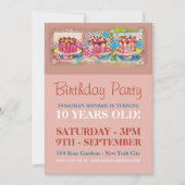 ケーキアートピーチバースデーパーティー 招待状 (正面)