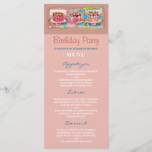 ケーキアートピーチ誕生日パーティーメニュー メニュー (正面)