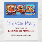 ケーキアートブルーバースデーパーティー ワインラベル (シングルラベル)