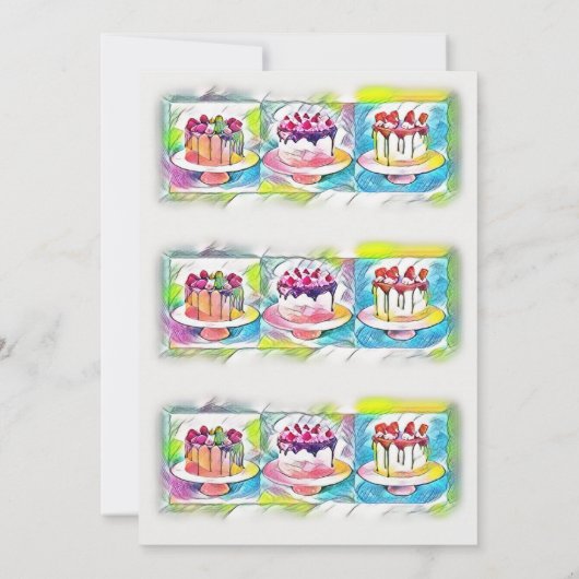 ケーキアート誕生日パーティー 招待状 (裏面)