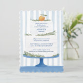 ケーキイタリアンーブルーストライプのブライダルシャワー招待状 招待状 (スタンド正面)